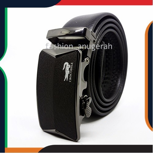 Ikat Pinggang Gesper Pria Model Rel Crocodile Gesper Pria Sabuk Kulit Import