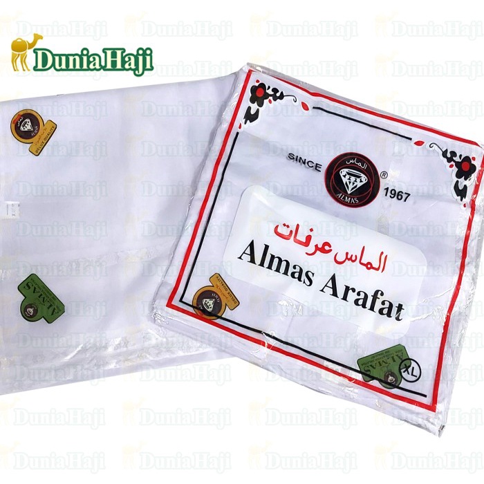 Sorban Almas Arafat Putih Polos Persegi Surban Semagh Imamah Shawl (R6P1) Best Seller Hitam Putih So