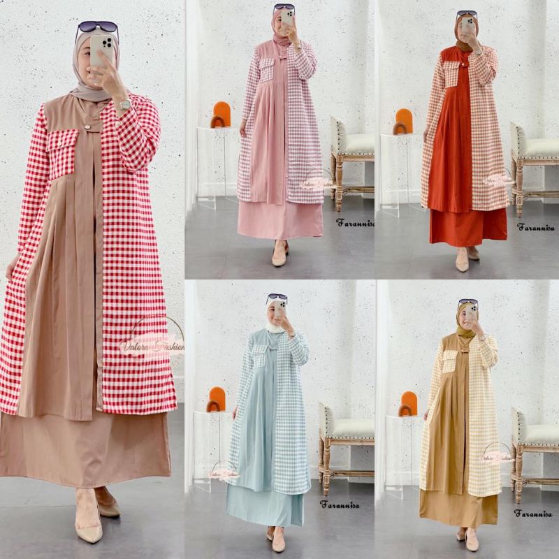 VALORA FARANNISA DRESS SET OUTER 2 IN 1 ORI GAGIL BY OVA BUSUI WUDHU FRIENDLY