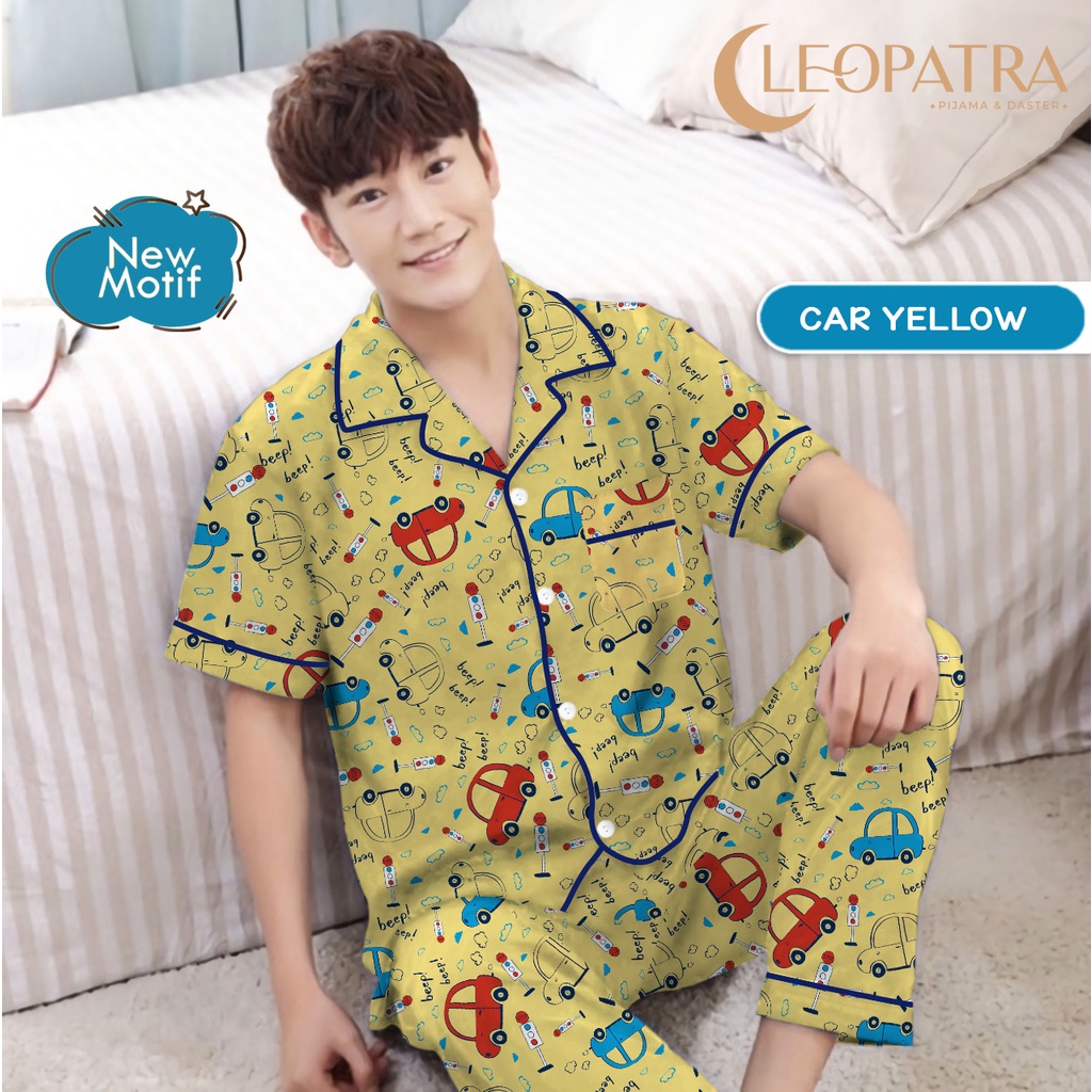 Cleopatra Piyama Remaja Dewasa Pria (Size L) Baju Tidur Motif Karakter Celana Panjang Lengan Pendek