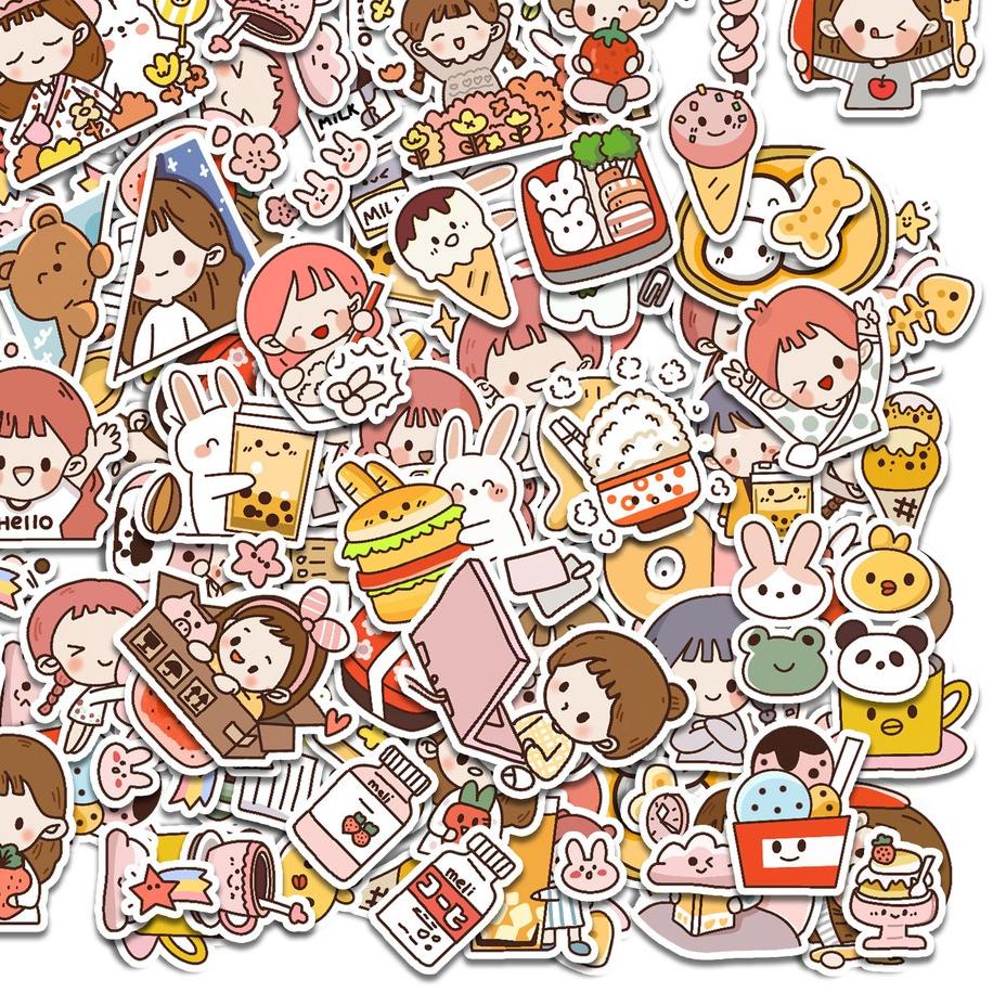 

DNL798 Stiker girl imut motif kawaii tulisan untuk Scrapbook / Jurnal / Diary /HP / LAPTOP st2 **