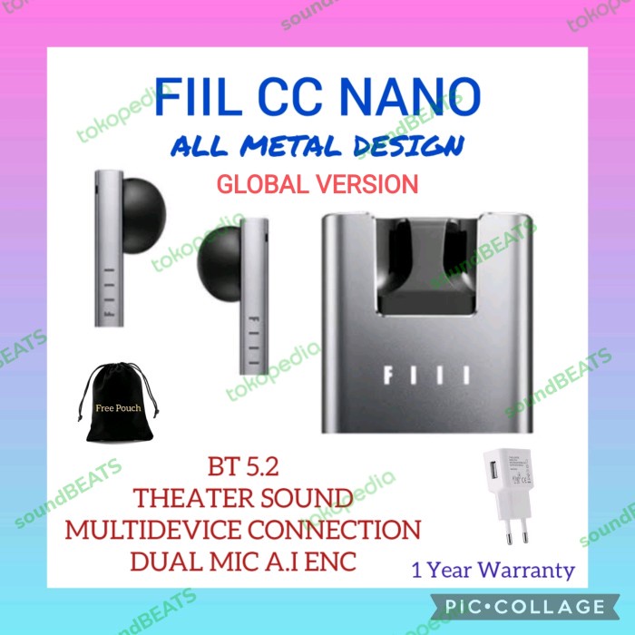 FIIL CC NANO TWS EARBUDS BT 5.2 DUAL-MIC AI ENC DUAL DEVICE CONNECTION