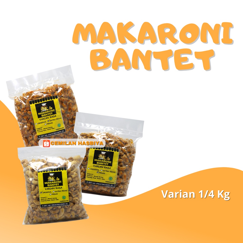 MAKARONI BANTET KEMASAN 1/4 KHAS KOTA TASIKMALAYA - MAKARONI BANTET EXTRA PEDAS CAP KOKI
