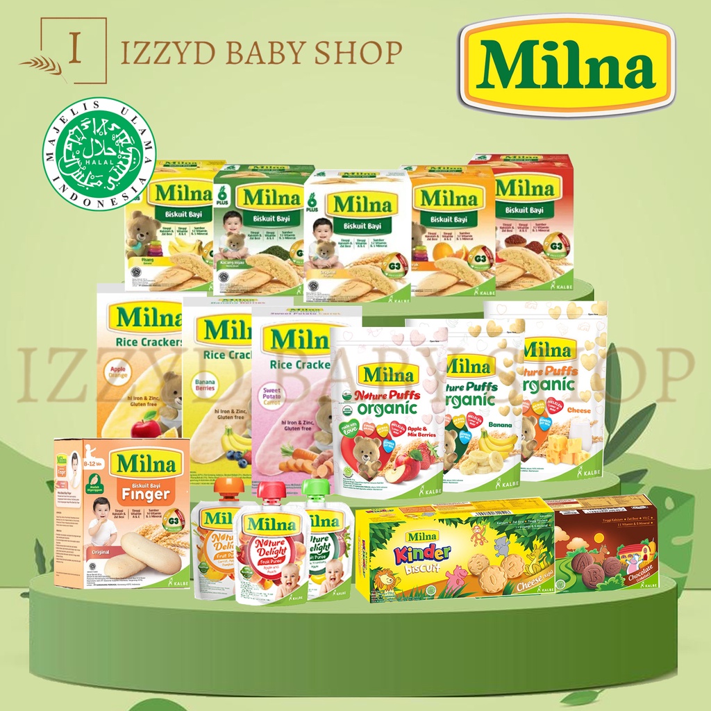 Milna nature delight / rice crackers / biskuit / puffs / puff organic snack mpasi bayi 6+ 130g / biscuit finger kinder pudding puding anak UNTUK 6 BULAN KEATAS