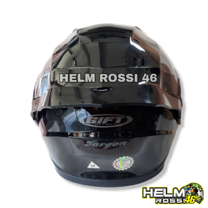 HELM GIFT SARGON HITAM METALIK Black GLOSSY rep NJS KAIROZ + Visor FLAT Venom + Spoiler