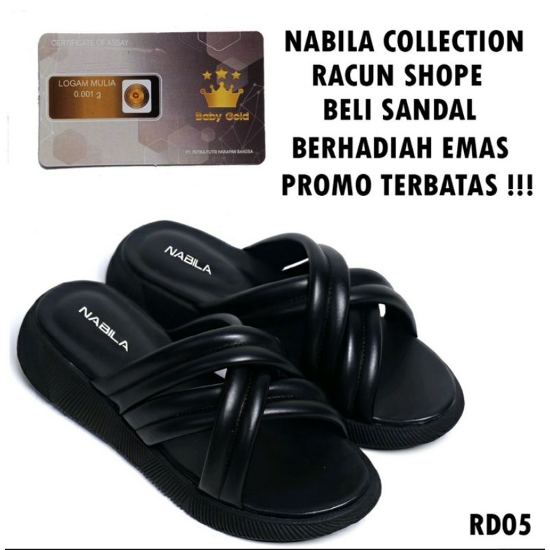 promo racun shopee beli sandal berhadiah emas sandal slop sandal kekinian Rd05