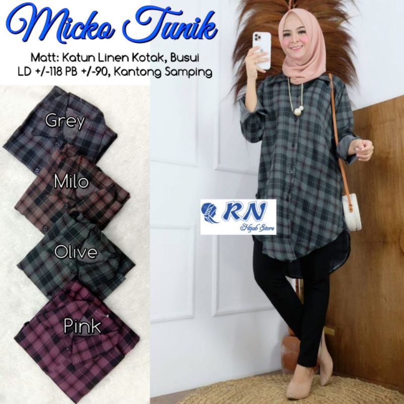 Baju Wanita Tunik Motif Kotak Kotak Baju wanita murah atasan wanita
