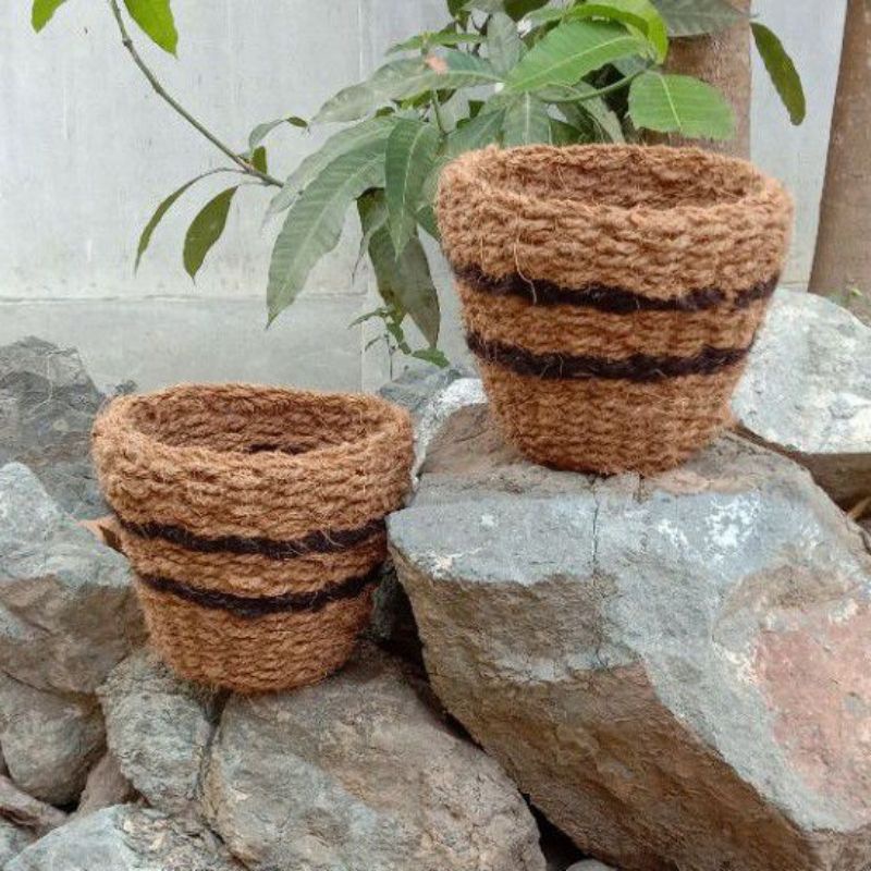 pot bunga sabut kelapa murah anyaman sabut kelapa motif jumbo