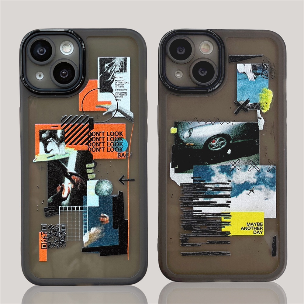 IPHONE  Luxury Silicone Clear Case High Street Hip-hop Street Culture Bumper Untuk Iphone14 13 11 12 Pro Max Mini XR X XS Plus Plating Lembut Shockproof Cover