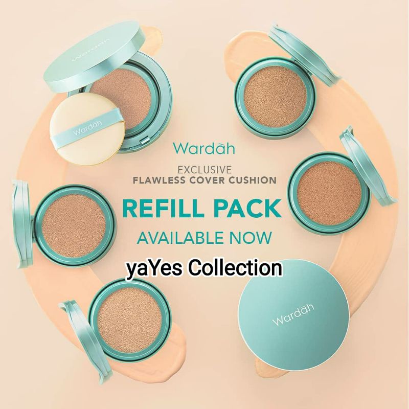 Wardah Exclusive REFILL Flawless Cover Cushion 15gr ORI menyamarkan pori-pori Noda Hitam menjaga kulit tetap lembab ORIGINAL