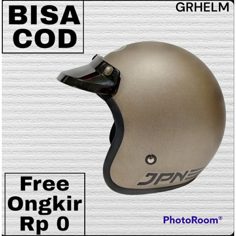 Helm bogo kaca datar abu granito doff