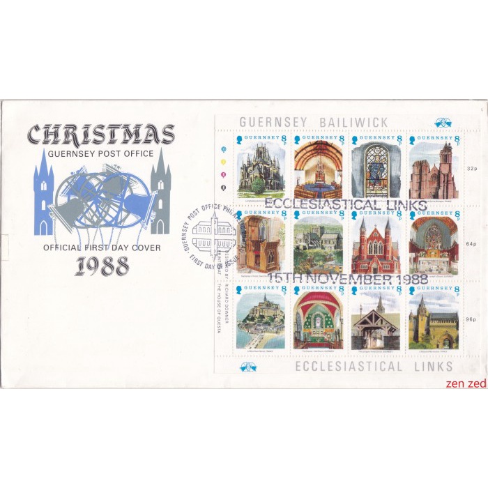 

A726 Prangko Guernsey FDC 1988 Christmas Stamps 1 Pcs