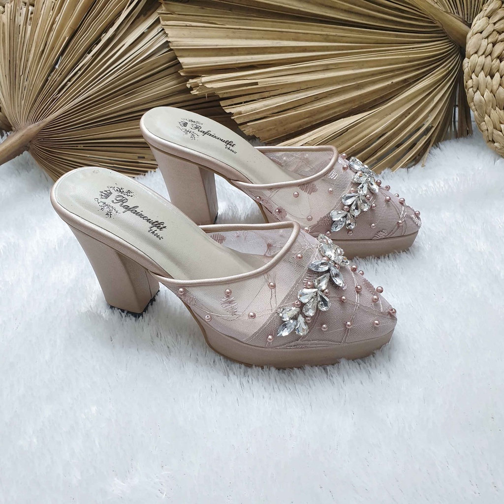 Sepatu wedding pesta cantik Dhanda rosegold hak 9 cm tahu