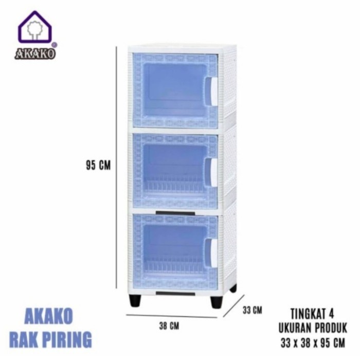 RAK PIRING PLASTIK 3 SUSUN AKAKO/LEMARI PIRING PLASTIK SUSUN 3 AKAKO