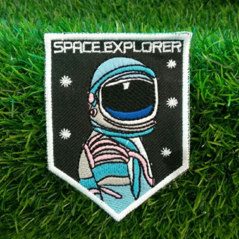 Bordir Astronot Space Explorer NASA Amerika Serikat Emblem Jaket Bomber Jeans Cosplay Tas Topi Anak 