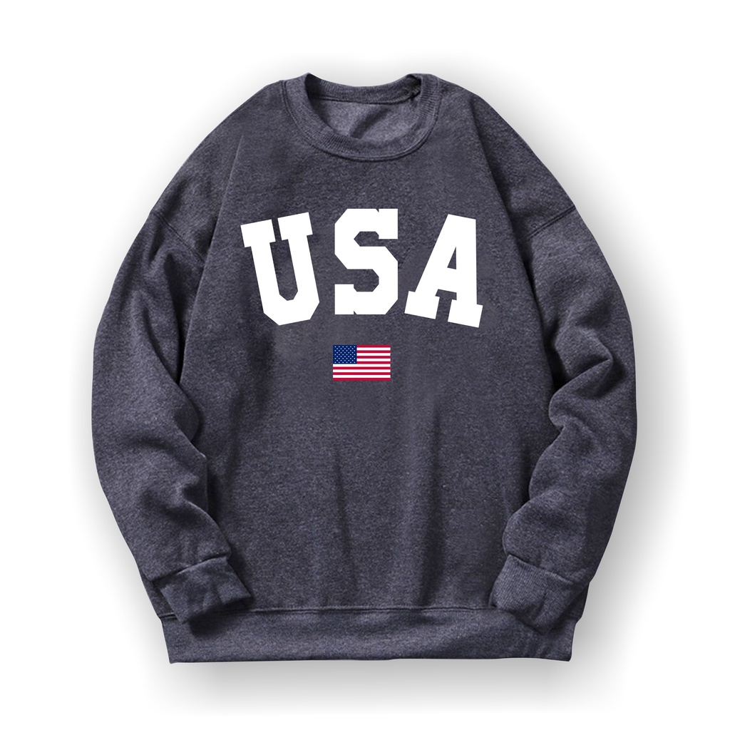 Sweatshirt Basic U S A II Sweater Crewneck Print DTF II Size M - XL Anak &amp; Dewasa ( Pria &amp; Wanita )