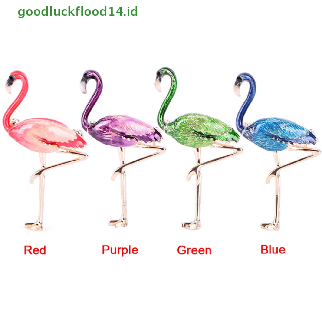 [GOOGFOUR] Flamingo Bros Pin Enamel Kerah Bros Wanita Lencana Perhiasan Bros Aksesoris [TOP]