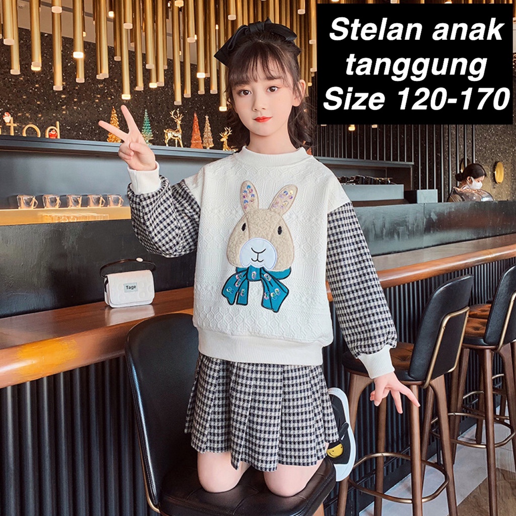 (LOLI-JKT) BS-379 STELAN ANAK CEWEK RABBIT ROK CELANA BAHAN TEBAL SIZE 120-170