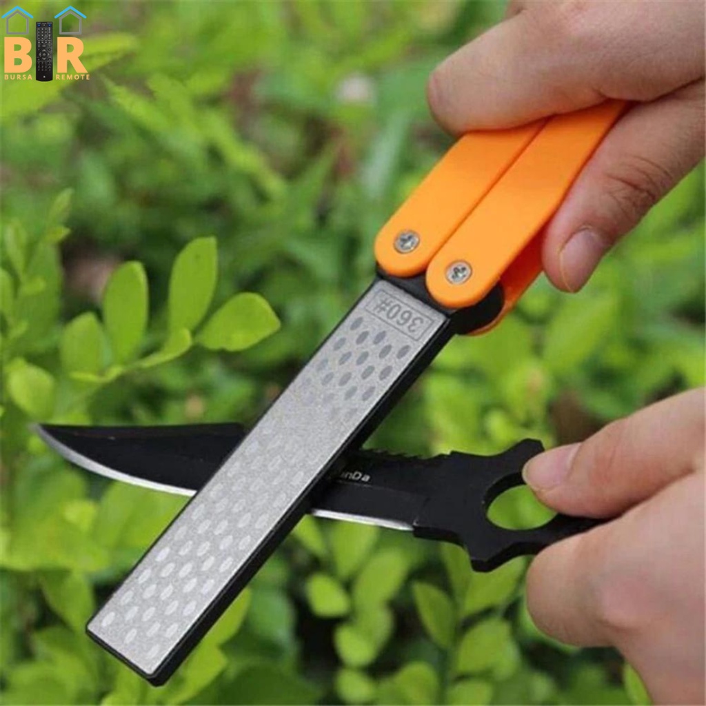 Alat Asah Pengasah Pisau Lipat 2 Sisi Asahan Portable Mini Grit 400/600# Warna Orange