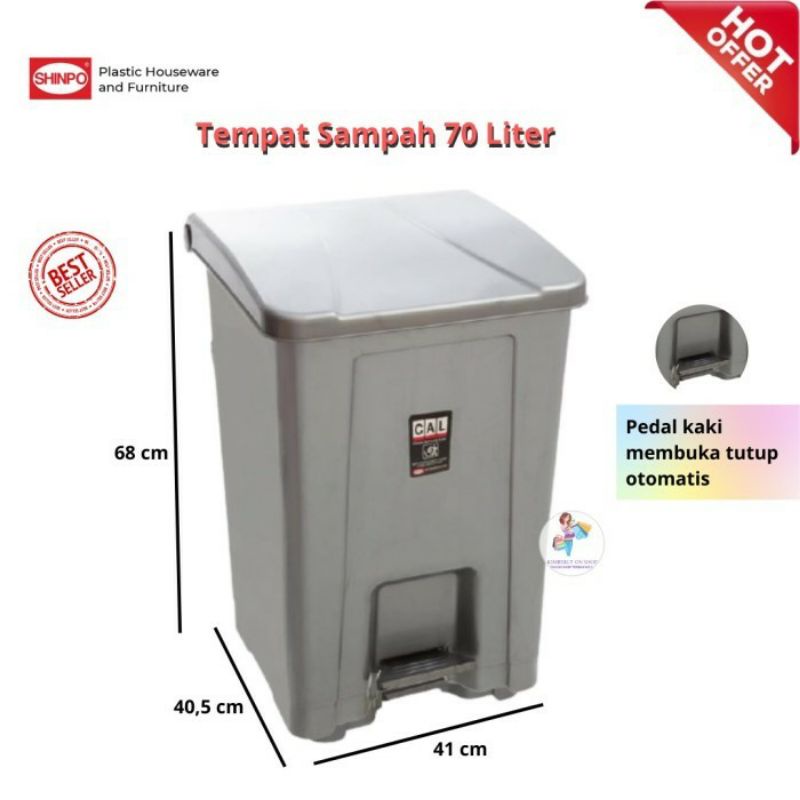 [ ⭐FREE ONGKIR⭐ ] Tempat sampah injak besar 50/70 liter tebal Shinpo plastik berkualitas