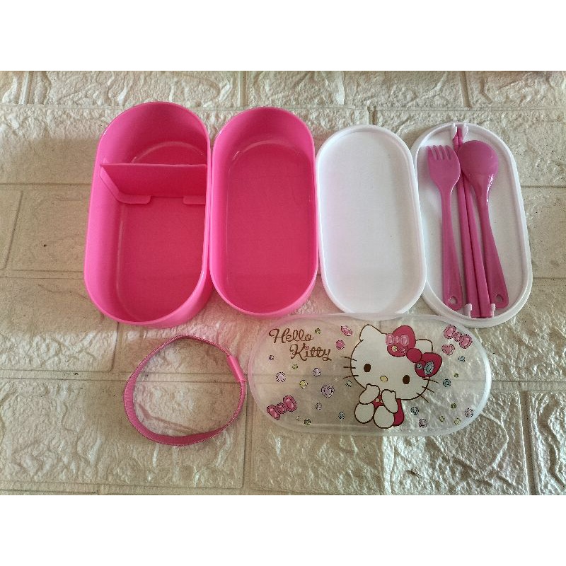 (COD) Lunch box 2 susun karet / Lunch box karakter / tepak bekal 2 tingkat