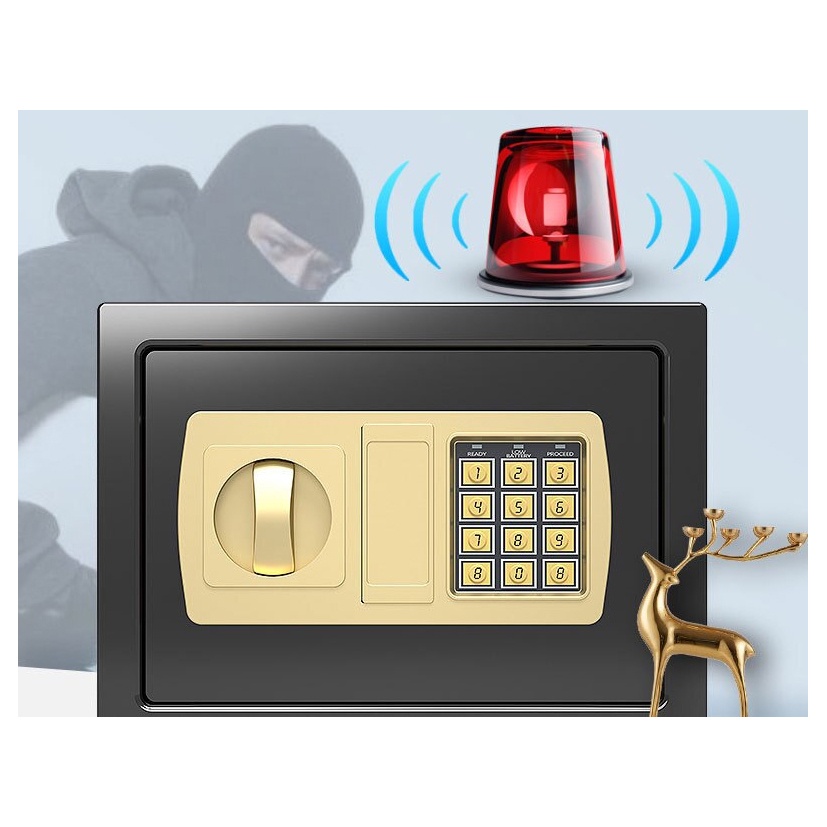 TaffGUARD Kotak Brankas Hotel Safety Box Password 31x20x20cm dengan Lubang Koin - 20E - Black