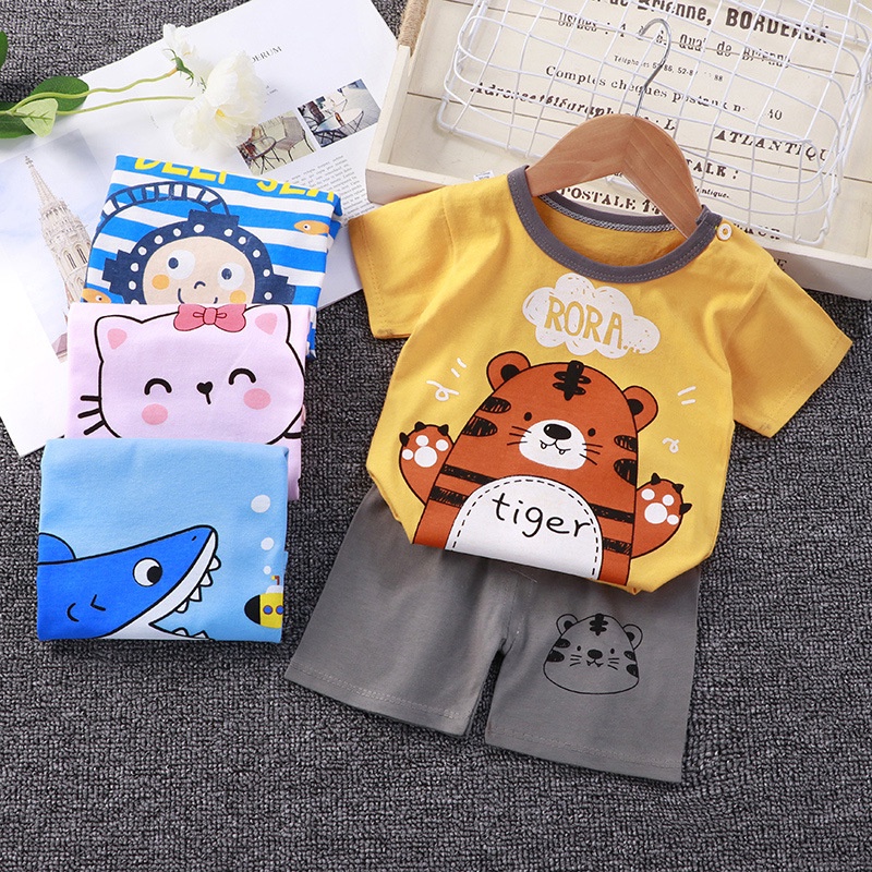 Baju Setelan Anak Kaos Lengan pendek Celana pendek baju bayi laki laki baju bayi perempuan stelan bayi stelan anak 0-4 tahun setelan bayi stelan bayi laki laki DZ