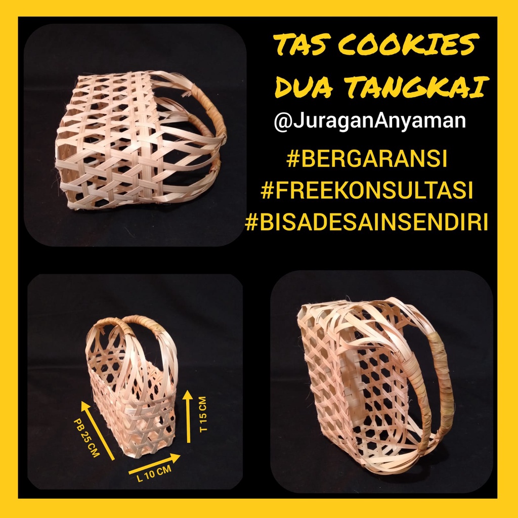 

Tas Anyam Bambu 2 Tangkai 25x10x15 - Tas Cookies Souvenir Hamper Hari Raya Imlek Natal Idul Fitri Ramadhan Lebaran - Bamboo Bag Souvenir Hampers Gift Food Eco Friendly Packaging