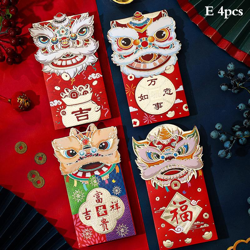 4pcs 2023 Amplop Merah Kartun Kelinci Beruntung Tas Hadiah Kantong Uang Festival Wish Year Terbaik Musim Semi Kantong Merah Hongbao Cina