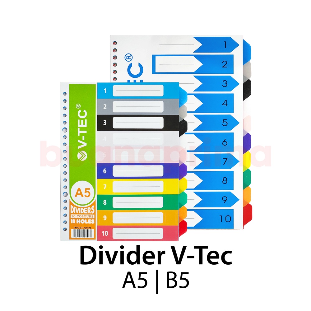 

Pembatas Binder V-Tec A5 B5 Divider 10 Warna Dividers Kertas Divider