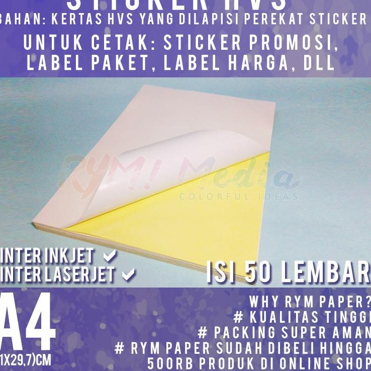 

Obral Belanja Sticker HVS A4 isi 50 lembar / Kertas Stiker Inkjet Doff Matte A4