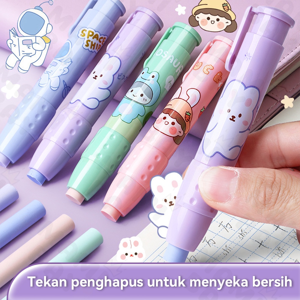 Mamibayi Penghapus Mekanik Set Penghapus Pensil Karakter Free Refill 2 PCS