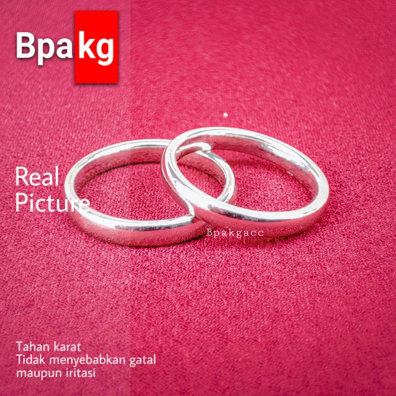 Cincin titanium polos tipis Anti karat # Cincin Silver Besi Putih Asli Anti Luntur Awet Selamanya # 
