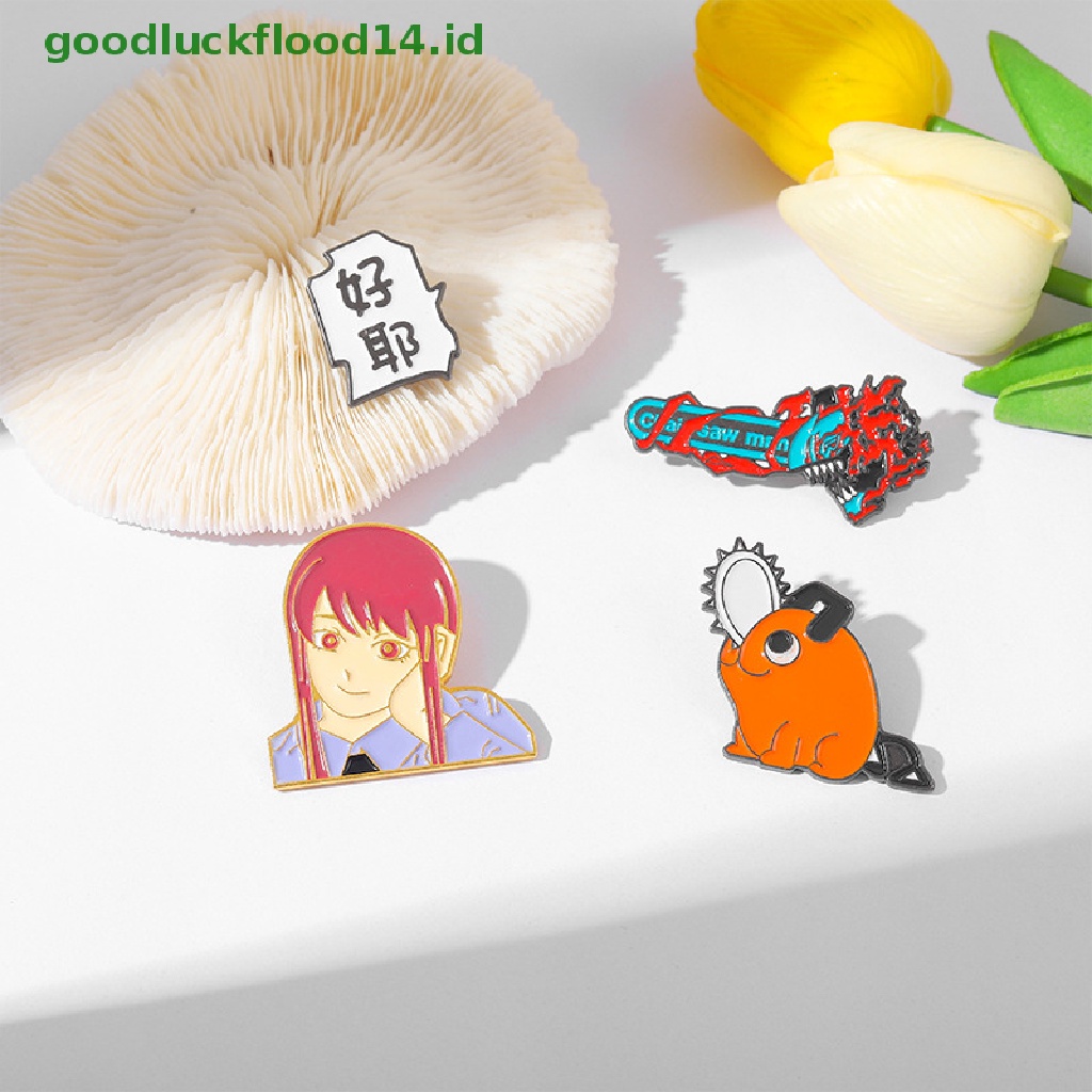 [GOOGFOUR] Jepang Dan Neraka Maskot Enamel Pin Rantai Man Makima Pochita Bros Kerah Lencana Ikon Anime Perhiasan Hadiah Kartun Enamel Lencana [TOP]