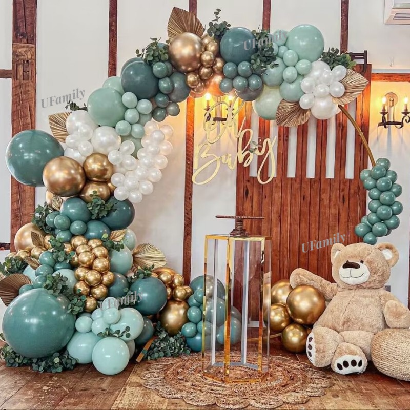 Jual Sage Green Nude Gold Balon Arch Emerald Latex Balloon Garland Kit