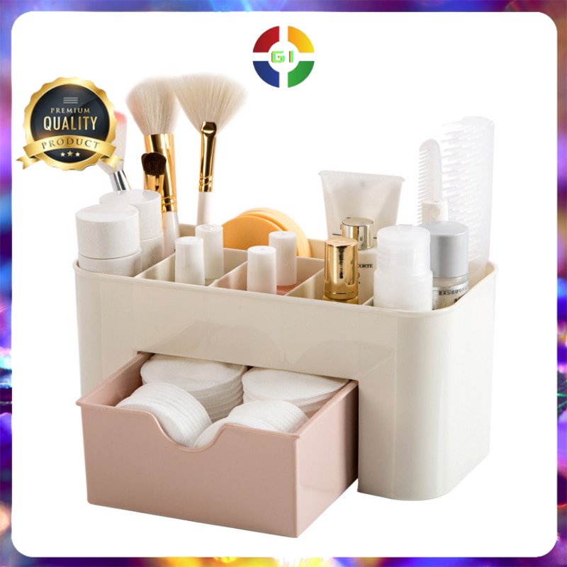 Kotak Organizer Plastik Perlengkapan Kosmetik Perhiasan Rak Make Up Gray COD