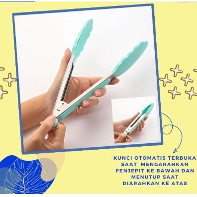 TONGS FOOD STAINLESS SILICONE / PENCAPIT KUE DAN GORENGAN TAHAN PANAS/ TONGS FOOD ANTI LENGKET MURAH