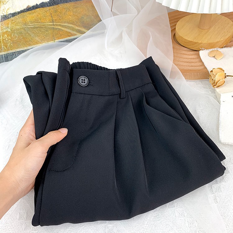 Krem/Hitam/Khaki/Coklat/Abu-abu Highwaist Loose Celana Setelan Wanita Kerja Celana Wanita Korean