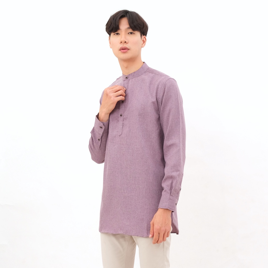 SANVANINA Kemeja Kurta Shanghai Polos Panjang Deep Purple | Salman Deep Purple F-03I