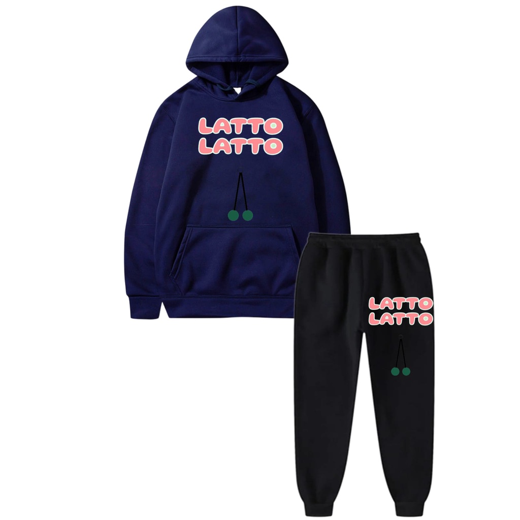 Hzl_outfit Setelan Anak Sweater Hoodie Kombinasi Celana Hitam Latto-Latto LT/Setelan Hoodie S.M.XL