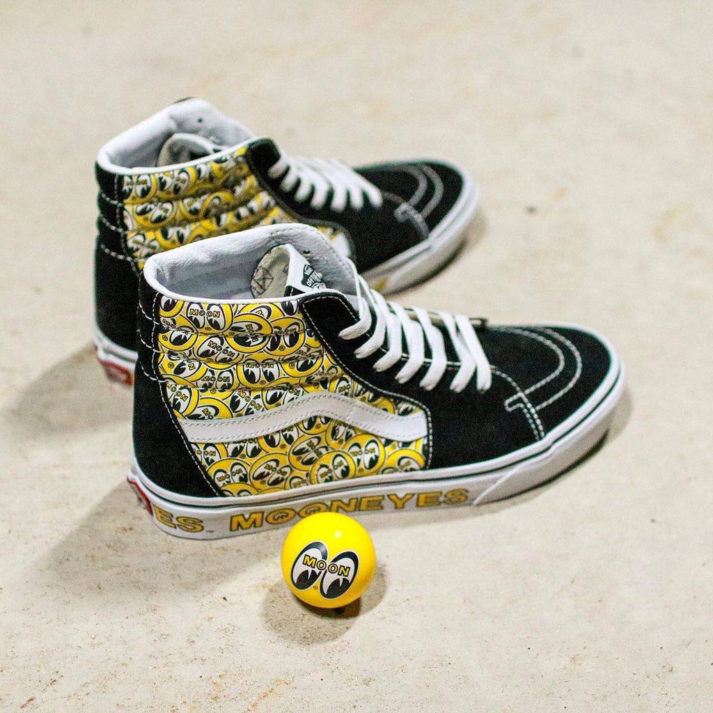 VANS SK8-HIGH X @mooneyesjp BLACK/YELLOW 2022 ORIGINAL 100%