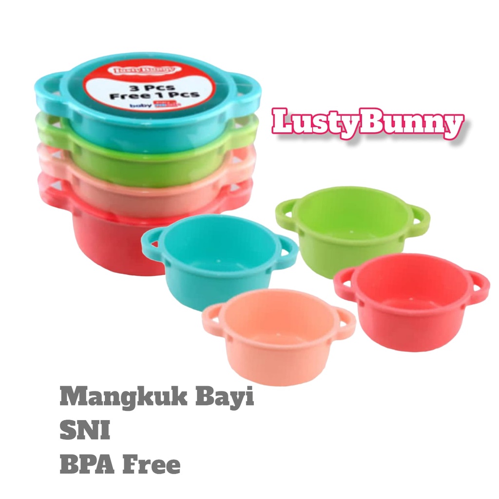 Paket 3 Free 1 LustyBunny Mangkok Snack Bayi