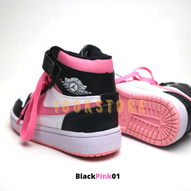 sepatu anak perempuan black pink jdn (New Produk) sneakers anak cewek jordan