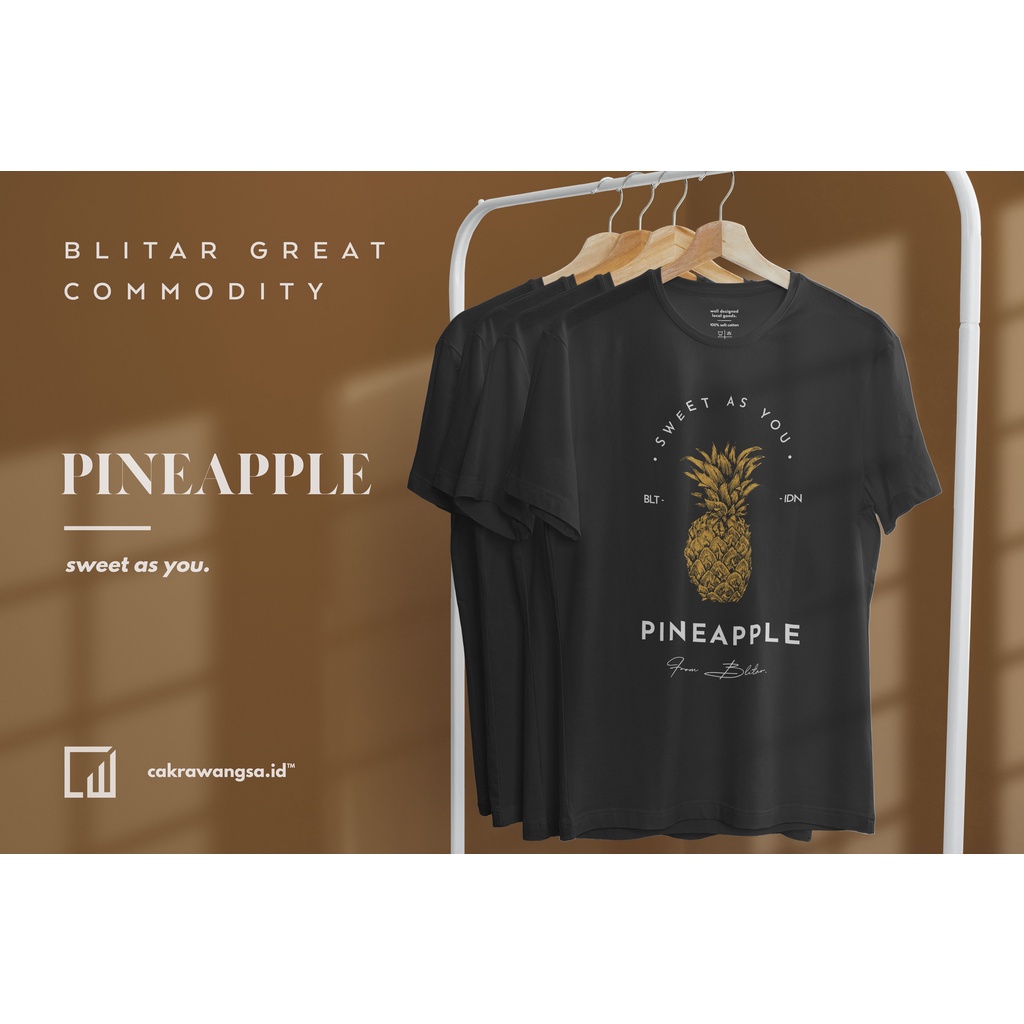 Kaos Souvenir Khas Blitar - PINEAPPLE BLACK