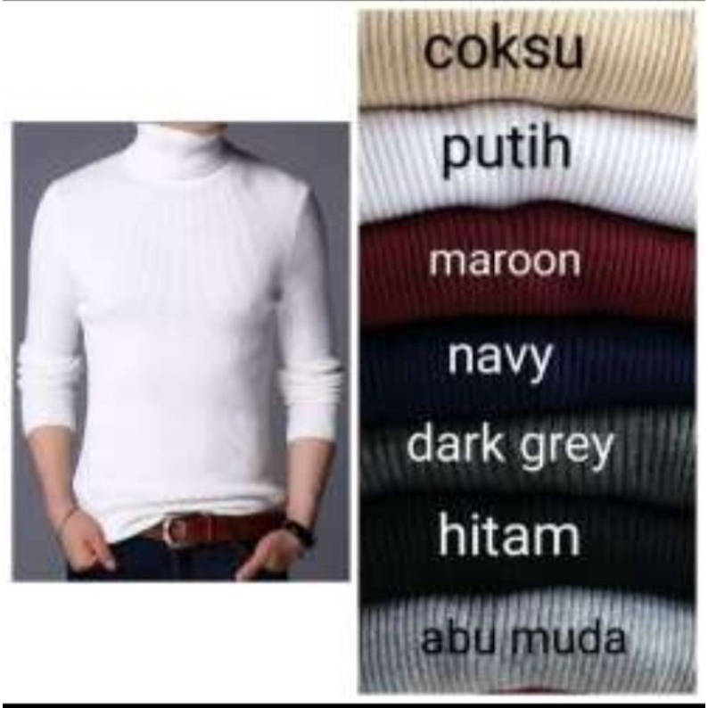 Sweater Rajut Turtleneck Pria Slimfit Daleman Jas Pria kekinian/sweater rajut korea/Sweater Kerah Ti