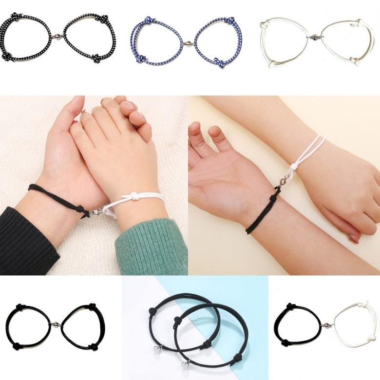 [LLKFY9038] Sepasang (2 buah) Gelang Pasangan Magnet Couple Leather Bracelet Koneksi