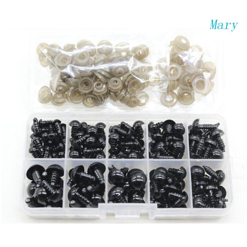Mary 142Pcs Sekrup Belakang Bahan Plastik Hitam Untuk Mata Boneka Interaktif Bongkar Pasang DIY for Do