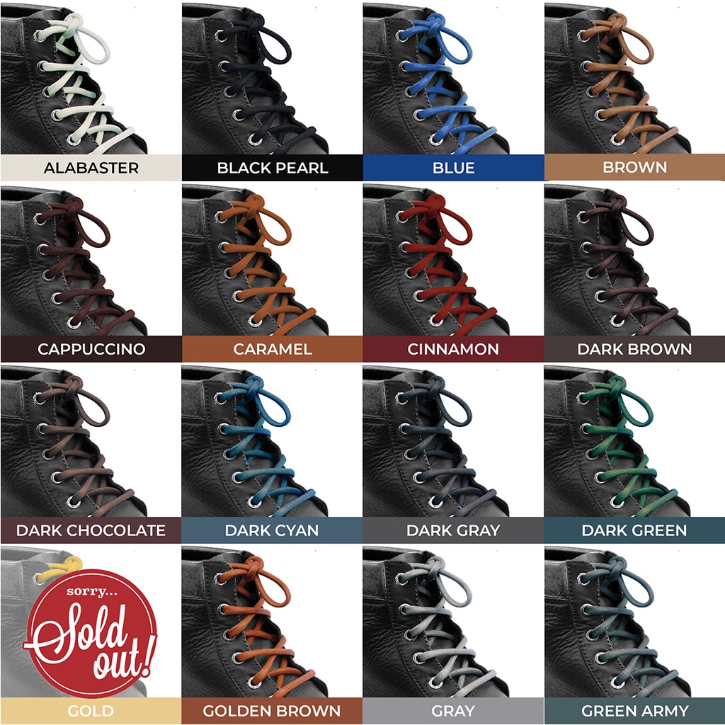 Tali Sepatu Lilin Oval 120cm 3.5mm Variasi Warna untuk Boots