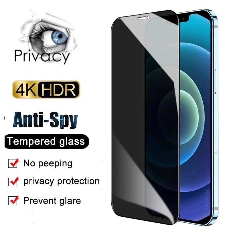 Full Cover Pelindung Layar Privasi Untuk Iphone14 13 12 11 Pro Max Mini Plus Anti spy Tempered Glass Untuk iPhone 6.6s 7 8 Plus Se2020 2022 X Xs XR Max Protect Film