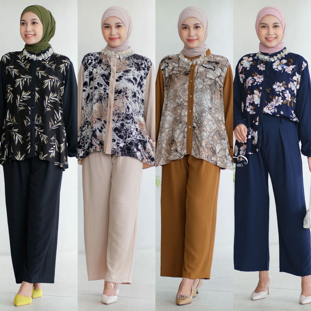 Ghaffa The Label Mixi Set / One Set Wanita Jumbo Rayon Mix Crinkle Airflow Premium Motif Bunga Bunga